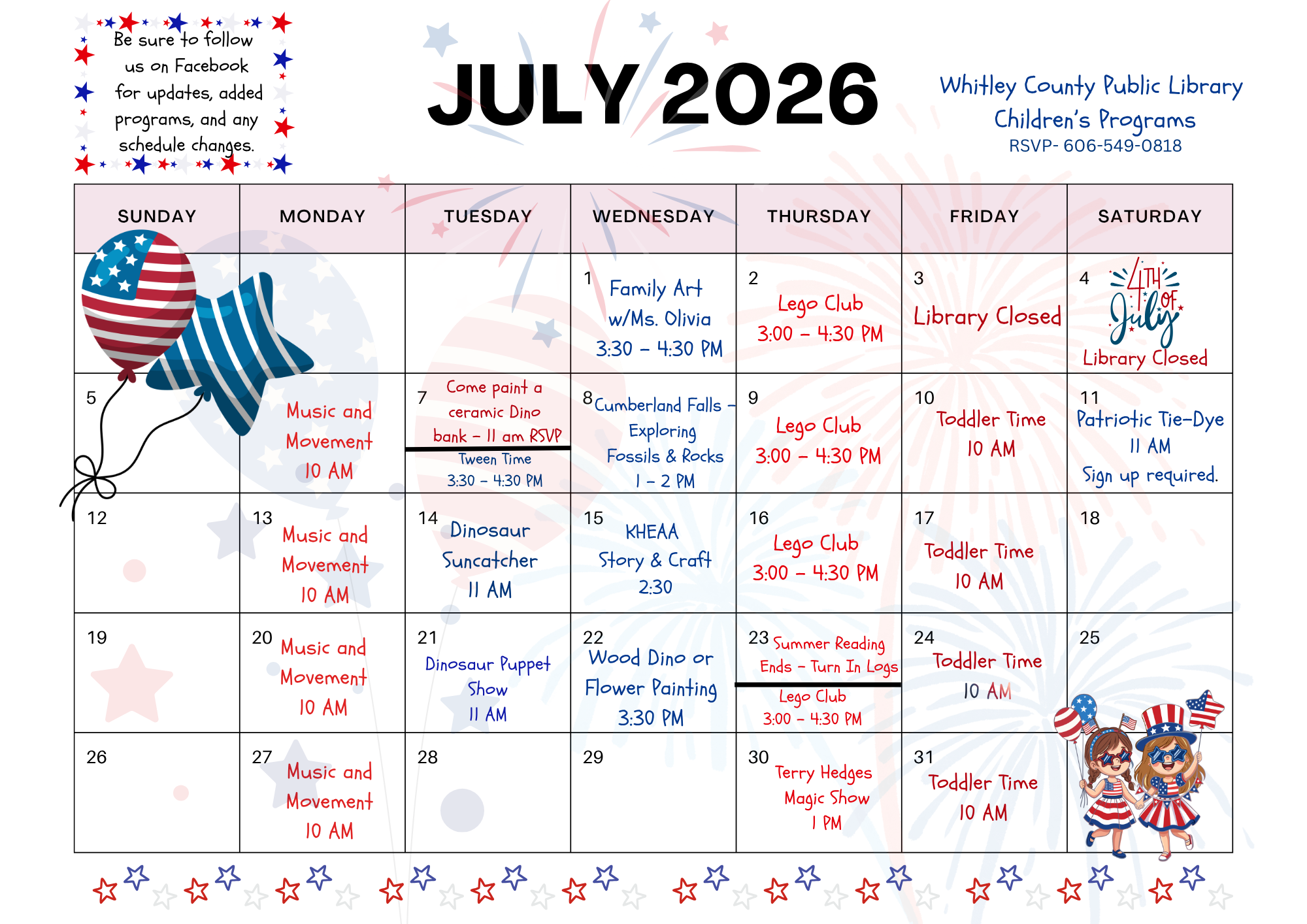 July Calendar of Events